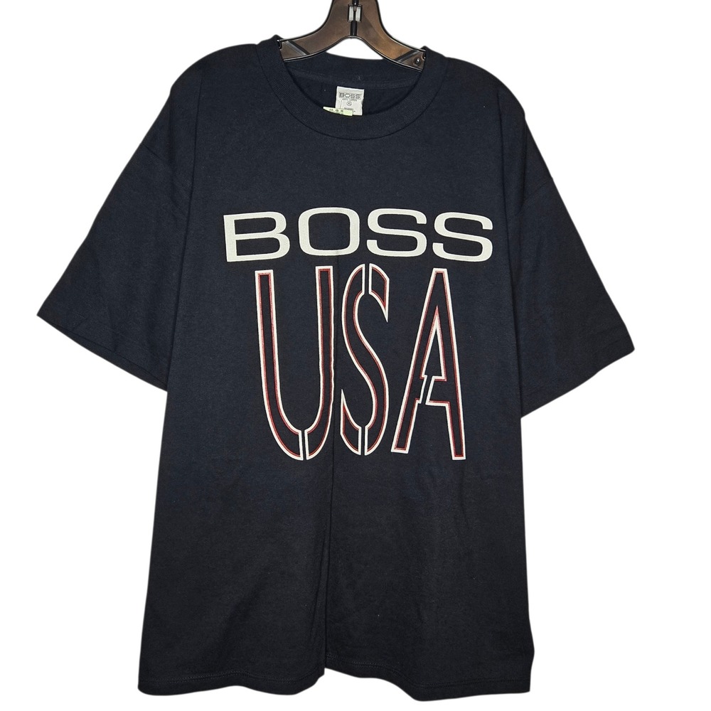 VTG 90s BOSS USA Graphic T-Shirt Single Stitch Made in USA Oversized XL NWT